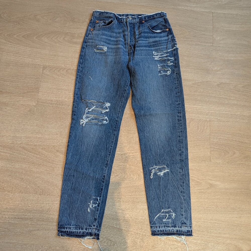 Classic Distressed High-Waist Women's Jeans - Blue